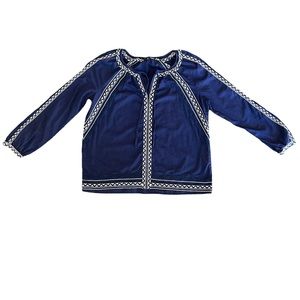 ⭐️Lucky Brand navy and white embroidered bohemian blouse top size small